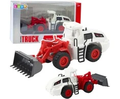 Lean Toys Statybinis žaislas ekskavatorius buldozeris su judančiu kaušu ir šviesomis
