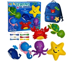 Lean Toys Jūros gyvūnų vėlimo ir siuvimo rinkinys vaikams, 6 vnt.