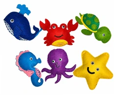 Lean Toys Jūros gyvūnų vėlimo ir siuvimo rinkinys vaikams, 6 vnt.