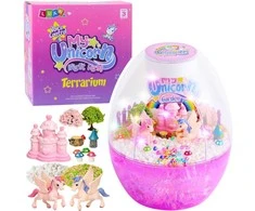 Lean Toys Vaikiška naktinė lempa - vienaragio terariumas su balsu valdymu