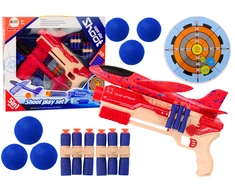 Lean Toys Žaislų rinkinys vaikams: 5in1 šautuvas su lėktuvėliu ir taikiniu