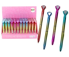 Lean Toys Auksinis rašiklis su deimanto dekoru ir mėlynu rašalu