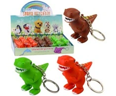 Lean Toys Dinozauras LED Raktų Pakabukas su Garsu, 6x5.5 cm