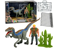 Lean Toys Rinkinys Dinosaur Hunter Figures Movabable Limbs Mesh Weapon Priedai