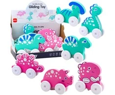 Lean Toys Spalvingi dinozaurai su ratukais