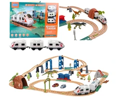 Lean Toys Elektrinis traukinys su dinozaurais, šviesomis ir garsais 76 cm