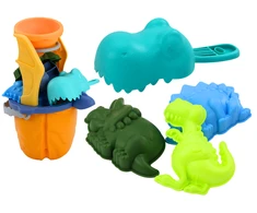 Lean Toys Dinozaurų Smėlio Žaislų Rinkinys su Piltuvu ir Formelėmis, 7 dalys