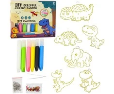 Lean Toys Stiklo imitacijos dinozaurų raktų pakabukų rinkinys 6 vnt.