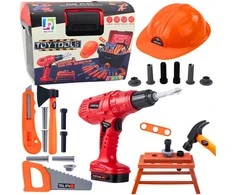 Lean Toys Vaikiškas įrankių rinkinys su elektriniu atsuktuvu 55vnt