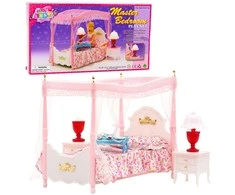 Lean Toys Lėlių miegamojo baldų komplektas su baldakimu