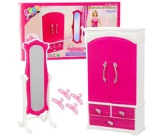Lean Toys Lėlių baldų komplektas 29 cm lėlėms: spinta ir veidrodis