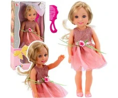 Lean Toys Lėlė Lala rožinėje suknelėje su šukuosena