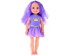 Lean Toys Lėlė su violetine suknele ir šukuosena