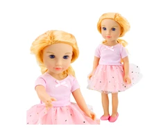 Lean Toys Lėlė su rausva suknele ir ilgais šviesiais plaukais