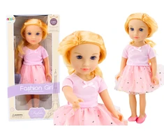 Lean Toys Lėlė su rausva suknele ir ilgais šviesiais plaukais