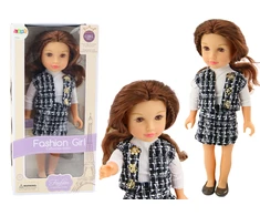 Lean Toys Lėlė su elegantiškais languotais drabužiais ir rudais plaukais
