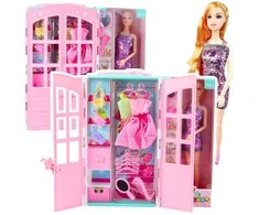 Lean Toys Lėlė su spinta ir priedais, 29 cm