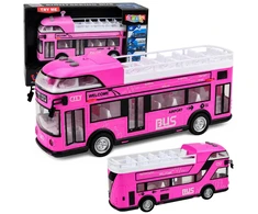 Lean Toys Dviaukštis miesto autobusas rožinis