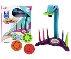 Lean Toys Piešimo projektorius su 3 keičiamais diskais ir žymekliais