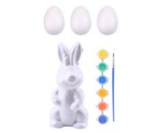 Lean Toys Putplasčio Velykų dekoravimo rinkinys kiškutis ir 3 kiaušiniai 7854