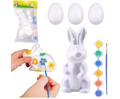Lean Toys Putplasčio Velykų dekoravimo rinkinys kiškutis ir 3 kiaušiniai 7854