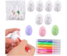 Lean Toys Jajka Velykiniai putplasčio kiaušiniai dažymui žymekliais, zuikio raštas, C, 6 vnt.