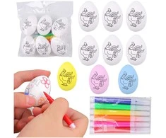 Lean Toys Jajka Velykiniai putplasčio kiaušiniai dažymui Žymekliai Žymekliai Gaidžiai 6 vnt.