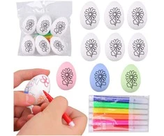 Lean Toys Jajka Velykiniai putplasčio kiaušiniai dažymui žymekliais, gėlių raštas, D, 6 vnt.