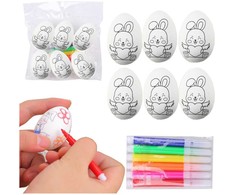 Lean Toys Jajka Velykiniai putplasčio kiaušiniai dažymui žymekliais, zuikio raštas, E, 6 vnt.