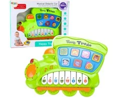 Lean Toys Mokomasis pianinas vaikams žalias lokomotyvas