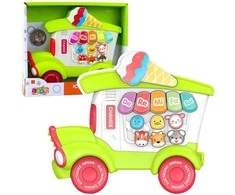 Lean Toys Muzikinis žaislas vaikams - žalias pianinas ledų vežimėlis