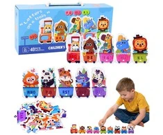 Lean Toys Edukacinė dėlionė Abėcėlės traukinukas su gyvūnais 40 el.