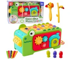Lean Toys Montessori lavinamasis kubas su krokodilu ir cimbolais