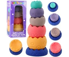 Lean Toys Edukacinis bokšto rinkinys su minkštais kiaušiniais, 6 dalys