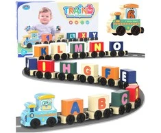 Lean Toys Edukacinis traukinys su raidėmis ir skaičiais, 16 vnt.