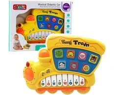 Lean Toys Muzikinis žaislas vaikams – geltonas lokomotyvas su pianinu