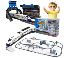 Lean Toys Elektrinis traukinio rinkinys su bėgiais ir tiltu, 366 cm