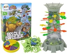 Lean Toys Stalo žaidimas vaikams „Krentantys dinozaurai“ su bokštu