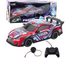 Lean Toys Nuotoliniu būdu valdomas lenktyninis automobilis su apšvietimu 27 MHz