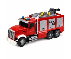Lean Toys Žaislinis gaisrinis automobilis su ištraukiamomis kopėčiomis ir vandens purškimo funkcija, raudonas ir baltas, 36 x 16 x 11 cm