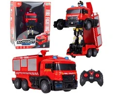 Lean Toys Gaisrininko robotas žaislas 2-in-1 su nuotoliniu valdymu