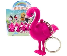 Lean Toys Flamingo formos LED raktų pakabukas su garsu