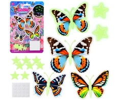 Lean Toys Fluorescent Butterflies Glow in the Dark Stars Wall Stickers