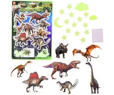 Lean Toys Fluorescenciniai lipdukai su dinozaurais ir žvaigždėmis