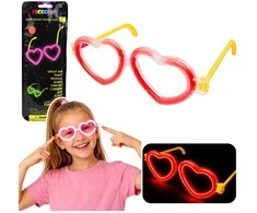 Lean Toys Neoniniai širdies formos šviečiantys akiniai su lanksčiomis šviesos lazdelėmis, universalūs, vaikams ir suaugusiems, raudoni