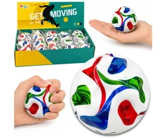 Lean Toys Antistresinis kamuoliukas su įdubimais, futbolo dizaino, įvairiaspalvis, Ø 7 cm
