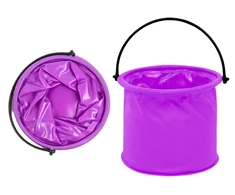 Lean Toys Violetinis Sulankstomas PVC Kibiras su Pertvara, 14x14x12.5 cm