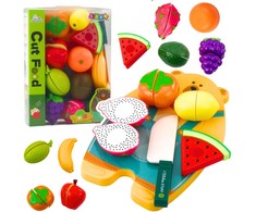 Lean Toys Vaikiškas žaislinių vaisių pjaustymo rinkinys su peiliu ir lentelė