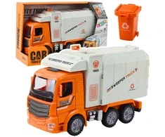 Lean Toys Žaislinis šiukšliavežis su šviesomis ir garsais, oranžinis