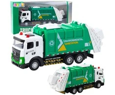 Lean Toys Žaislinis šiukšliavežis su metaline kabina ir šviesomis